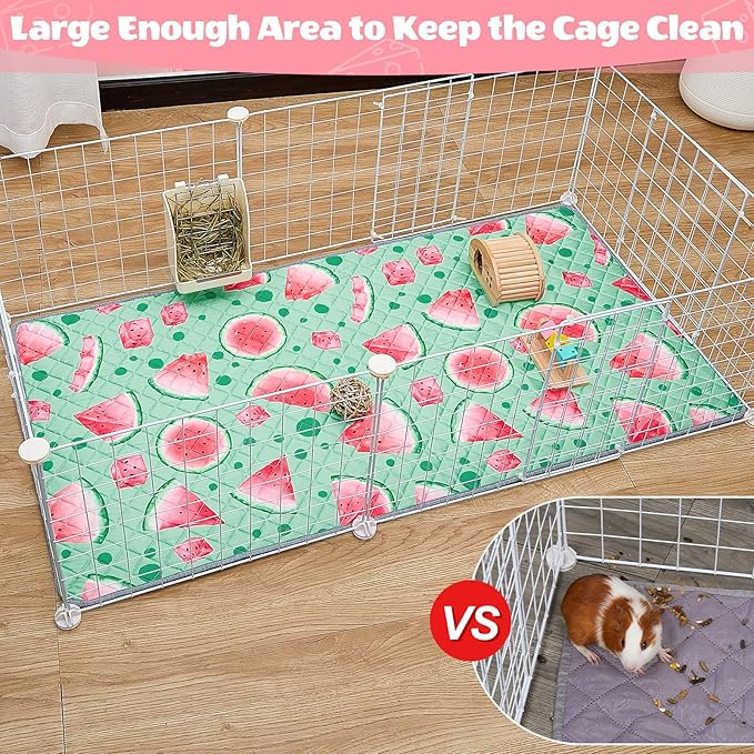 2 Pack Guinea Pig Bedding, Washable Guinea Pig Cage Liner Reusable Guinea Pig Mat Waterproof Guinea Pig Bedding for Cage, Super Absorbant Guinea Pig Pee Pads for Small Animals Hamster Rabbit Squirrel