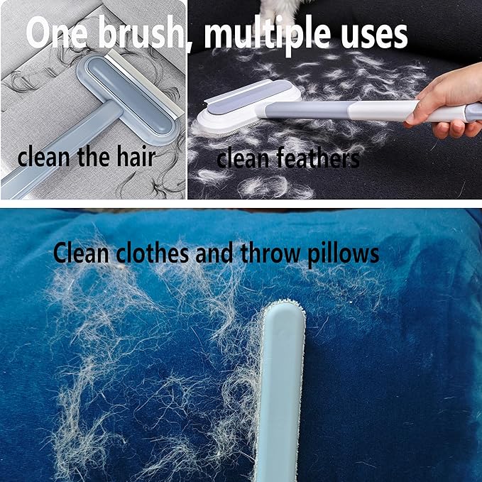 2 Pcs Pet Hair Removel Tool,4 in 1 Multifunctional Pet Dog and Cat Hair Removal Broom, Cleaning Brush for Furniture, Couch, Carpet, Clothes,Window, Reusable Washable