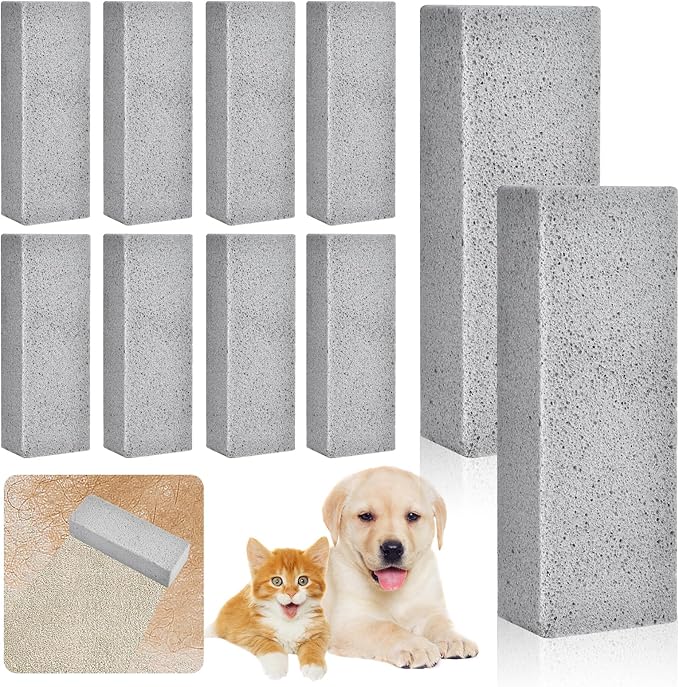 10Pcs Pet Pet Hair Removal Stone, 6 Inch Pet Fur Remover Pumice Stone for Dog Cat Hair Removal,Cleaning Pet Hair Stone Dog Fur Removal Tool for Car Bedding Carpet Furniture Clean (6x2x1.6 IN)