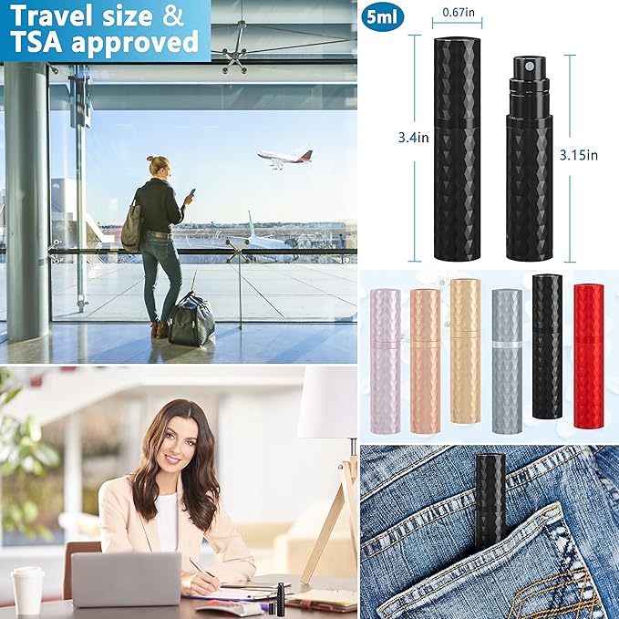 Travel Perfume Atomizer Bottle Refillable - 5ml Leakproof Fragrances Perfume Atomizer, Portable Perfume Sprayer, Perfume Refillable Bottle for Traveling (Black)