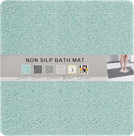 Nonslip Bathtub Mat, Anti Slip Bath Mat 0.6" Extra Thick, Quick Dry Bath Tub Anti Slip Shower Mat, Loofah Non-Slip Bath Mat for Tub Bathroom Pool Kitchen Entryway Home Hotel(Blue 24x24)