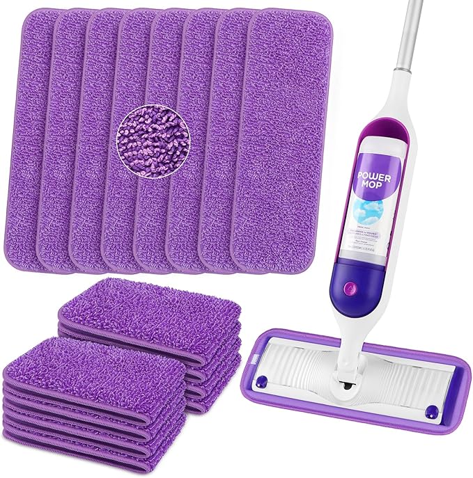 HOMEXCEL Reusable Microfiber Mop Pads for Swiffer PowerMop, Power Mop Pads Refills for 13''-15'' Spray Mop, Machine Washable Power Mop Pads Replacement for Multi-Surface Floor Cleaning, Pack of 16