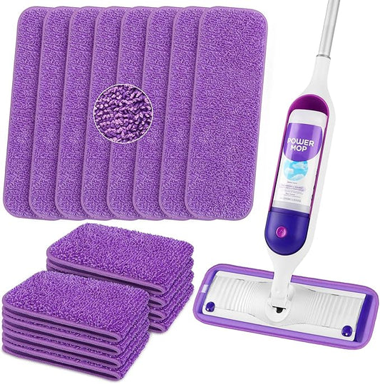 HOMEXCEL Reusable Microfiber Mop Pads for Swiffer PowerMop, Power Mop Pads Refills for 13''-15'' Spray Mop, Machine Washable Power Mop Pads Replacement for Multi-Surface Floor Cleaning, Pack of 16