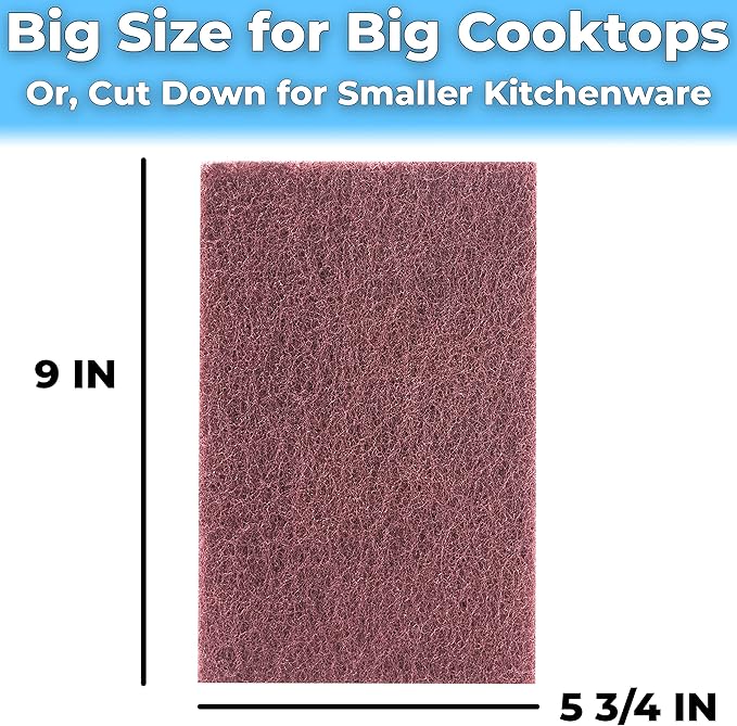 Heavy Duty XL Red Scouring Pads. 6x9 in 10 Pack of Scrubber Tools for Cleaning Stainless Steel Pots, Pans, Grills and Griddles. Extra Large Pad for Outdoor Use on Railings and Tiles.