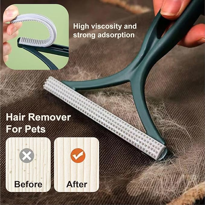 2-Pack Pet Hair Removal Gloves with A Hair/Lint Removal Tool – Remove Cat/Dog Fur from Clothing, Furniture, Car Seats, Bedding & Carpet