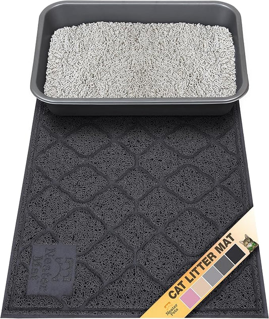 Neater Pets Neater Mat Cat Litter Rug, Thick & Durable Cat Mat for Litter Box, Trapper Pad Catches Mess to Protect Indoor Floors, Soft on Kitty Paws, Anti-Skid Grip Backing, Easy to Clean, Black