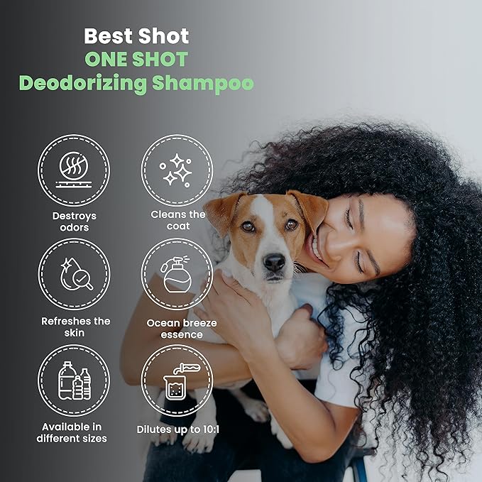 Best Shot One Shot Deodorizing Shampoo, Coat and Skincare Product for Dogs, Cats, and Horses, Eliminates Foul Odors, 1 Gallon