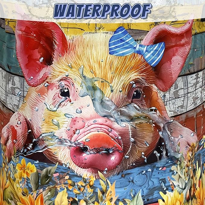 Cute Pig Laundry Basket Foldable Floral Sunflowers Animal Laundry Hamper With Handle Oxford Cloth Portable Clothes Storage Organizer Basket 18.9"x16.5" Laundry Bag For Laundry Room/Bedroom/Bathrooms