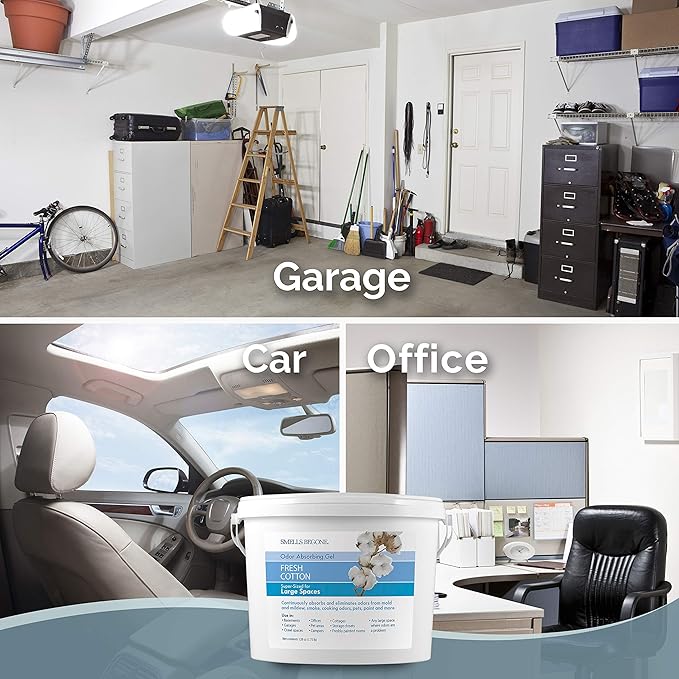 SMELLS BEGONE 1-Gallon Odor Absorber Gel - Air Freshener & Odor Eliminator for Homes, Garages & Commercial Buildings - Industrial Size - Fresh Cotton Scent