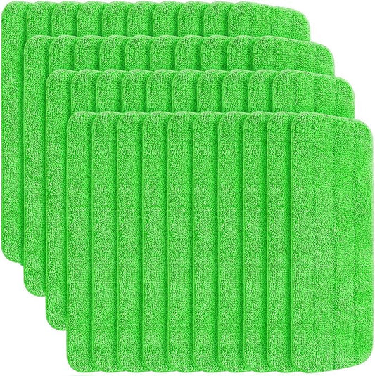 40 Pack Microfiber Cleaning Pads Machine Washable Replacement Head for Wet/Dry Mops Flat Reusable Household Replacement Mop Pad for Hardwood Floor Cleaning Scrubbing Fit Most Mops (Green)