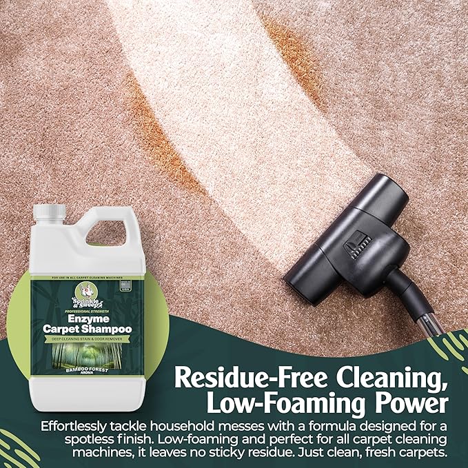 Enzyme Carpet Cleaner - Enzyme Carpet Shampoo (32oz) - Carpet Cleaner Solution to Eliminate Tough Stains & Neutralize Odors - Removes Dog, Cat, All Pets Urine- Use with All Machines