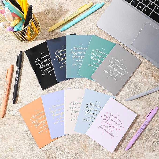 Harloon 100 Pcs Christmas Employee Appreciation Gifts Thank You Gifts Bulk Inspirational Notepads Ballpoint Pens Mini Motivational Notebooks for Staff Teacher Coworker Team Office(You Are Awesome)