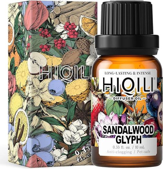 HIQILI Diffuser Oil for Humidifier & Reed Diffusers, Suitable for Home and Other Scenarios, Long Lasting Scent - Sandalwood Glyph, 0.34 Fl Oz