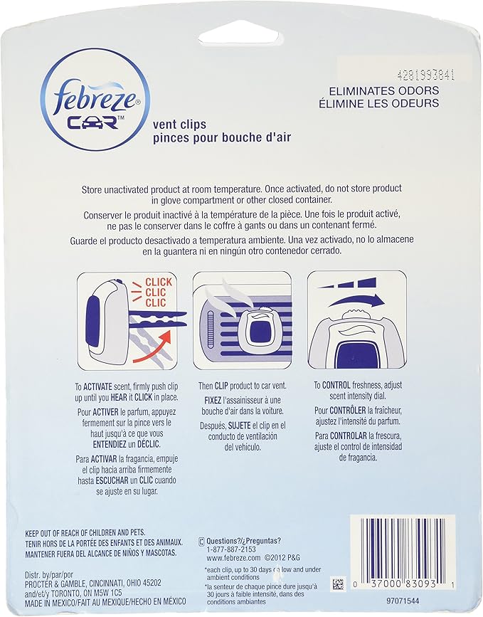 Febreze Car Vent-Clip Air Fresheners - 4 Pack (Linen & Sky)0.06 FL.OZ