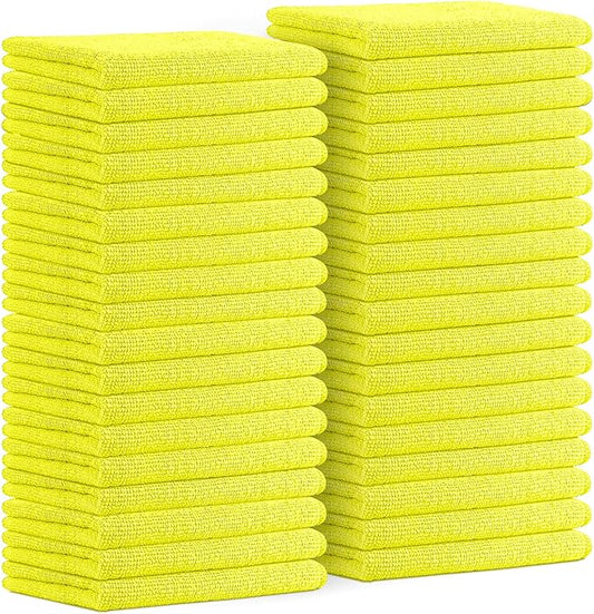 Avalon Towels Microfiber Cleaning Cloths (Value Pack of 36) Size 16" x 16", Highly Absorbent Cleaning Rags, Lint Free Cleaning Towels, Reusable and Washable, Microfiber Towels for Cars (Yellow)