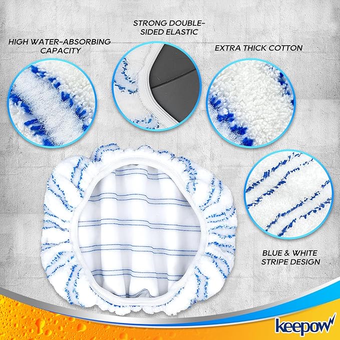 4 Pack Reusable Mop Pads for 15 * 8 inch Flat Mops Compatible with O Cedar Hardwood Floor More Microfiber Mop Cotton Terry Cloth, Floor Cleaner Mop Pads