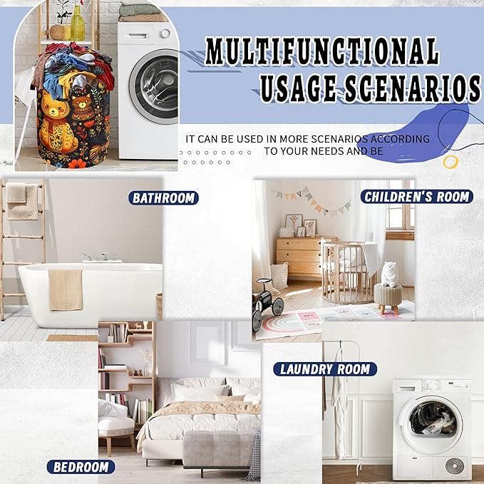 Abstract Watercolor Cats Laundry Hamper Oxford Cloth Animals Cat Laundry Basket With Handle Portable Clothes Storage Basket Foldable Laundry Bag 18.9"x16.5" For Laundry Room/Bedroom/Bathroom