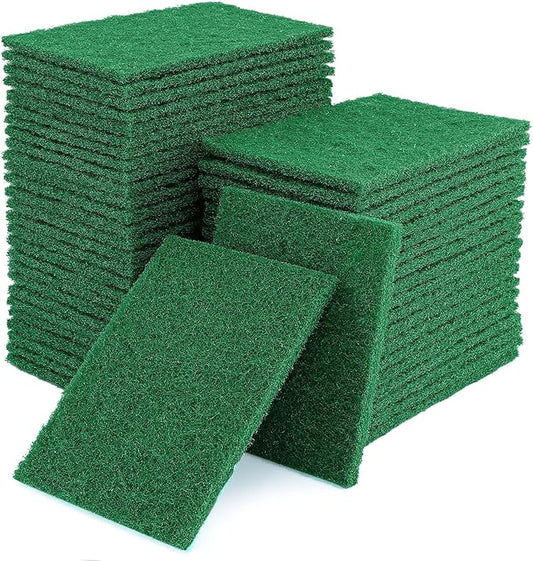 100 Pcs Scouring Pads,Heavy Duty Scour Pads,4 x 5.95 inch Reusable Green Scrub Pads for Metal Grills & Kitchen Scrubbers,Non-Scratch Scrubbing Pads for Household Kitchen Dishes Sink Bathtub
