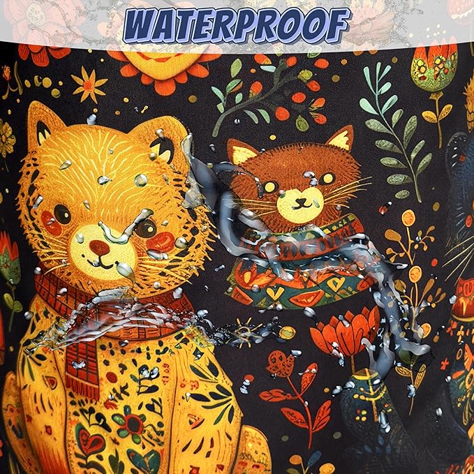 Abstract Watercolor Cats Laundry Hamper Oxford Cloth Animals Cat Laundry Basket With Handle Portable Clothes Storage Basket Foldable Laundry Bag 18.9"x16.5" For Laundry Room/Bedroom/Bathroom