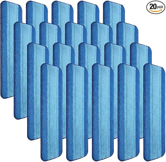 20 Pieces Microfiber Cleaning Pads Compatible with Bona Mop Reusable 18 Inch Replacement Cleaning Pads Washable Refills Replacement Heads for Floor Cleaning