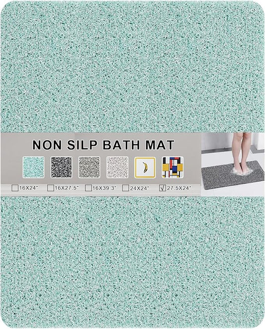 Nonslip Bathtub Mat, Anti Slip Bath Mat 0.6" Extra Thick, Quick Dry Bath Tub Anti Slip Shower Mat, Loofah Non-Slip Bath Mat for Tub Bathroom Pool Kitchen Entryway Home Hotel(Blue 24x27)