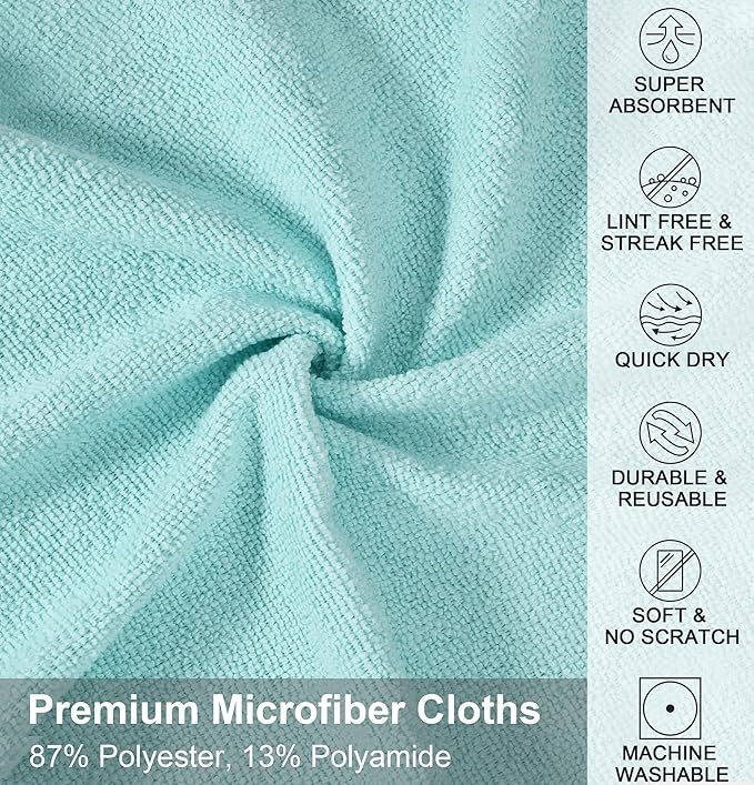 UPSTAR Microfiber Cleaning Cloth, Reusable Paper Towels Rolls, Cleaning Rags for Kitchen, Bathroom, Car, 12x12 inch, 50 Packs/Roll, Blue