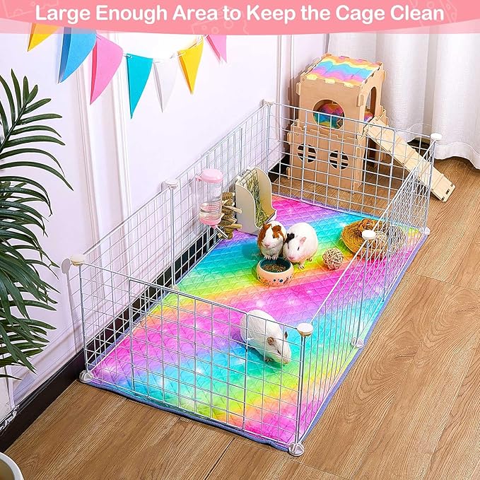 2 Pack Guinea Pig Bedding, Washable Guinea Pig Cage Liner Reusable Guinea Pig Mat Waterproof Guinea Pig Bedding for Cage, Super Absorbant Guinea Pig Pee Pads for Small Animals Hamster Rabbit Squirrel