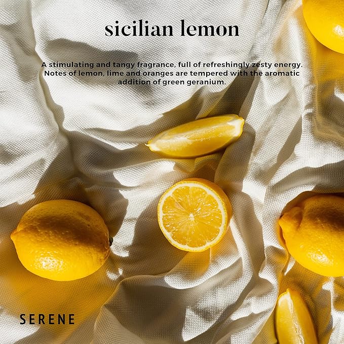 Hidden Label Large Scented Candle, Sicilian Lemon, 30oz 3 Wick Huge Candle, Serene Collection Slow Burn Natural Soy Candles for Home Scented