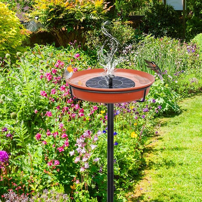 35.5In Freestanding Birdbaths Bowl Outdoor, Standing Garden Bird Bath Bird Feeder Bowl with Metal Stake, Detachable Decoration Spa Birdfeeder for Garden Patio Yard Lawn, 4 Spiky Feet (B)