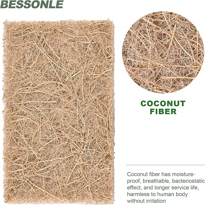 24 Pack Natural Scrub Kitchen Sponges - Coconut Husk Non Abrasive Scouring Pads - Multipurpose Scrubbing for Dishes - Heavy Duty Dishes, Pan and Pot Scrubbers for Kitchen Non Scratch