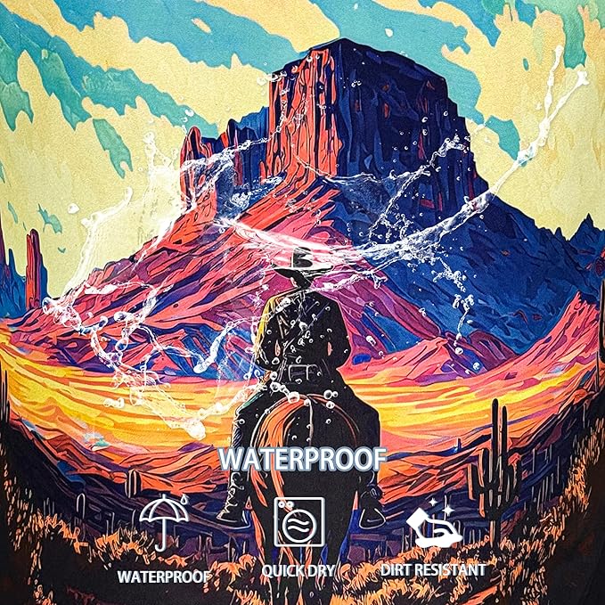 Western Cowboy Laundry Basket Desert Mountains Foldable Oxford Cloth Funny Tote Bag Laundry Hamper Clothes Storage Bucket Toy Organizer For Bathroom/Laundry Storage/Bedroom 18.9x16.5 Inch