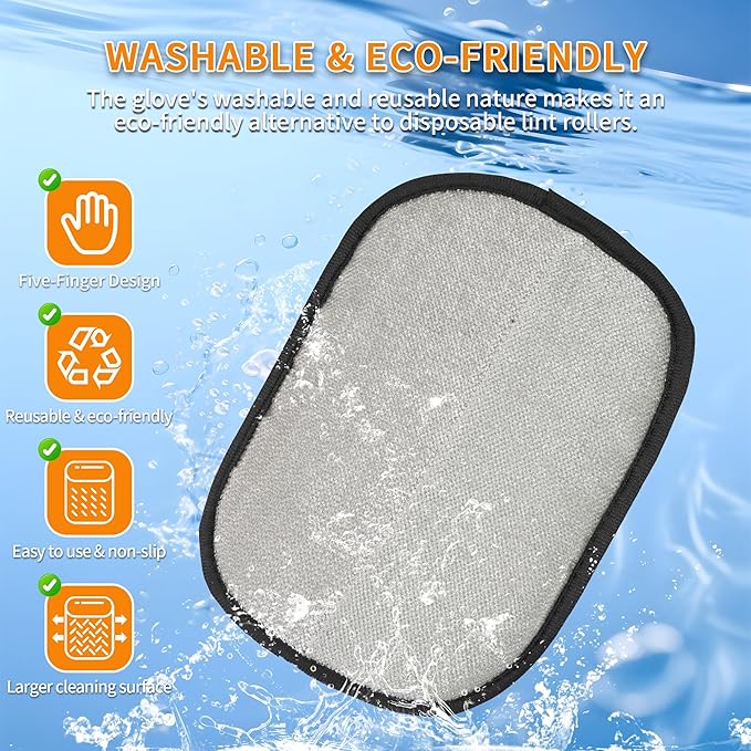 4PCS Pet Hair Removal Glove for Cats & Dogs, Upgraded Five-Finger Electrostatic Pet Hair Remover Glove, Reusable Magic Brush Pet Hair Removal Tool for Laundry, Couch, Carpet & Car Seat