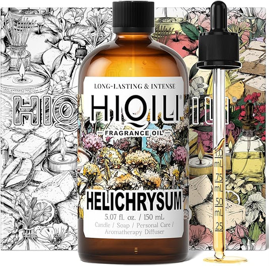 HIQILI Helichrysum Fragrance Oil for Home Diffuser, Floral Scents for Candle, Soap and Perfume Making, Blend to Body Lotion & Moisturizer - 5.07 Fl Oz