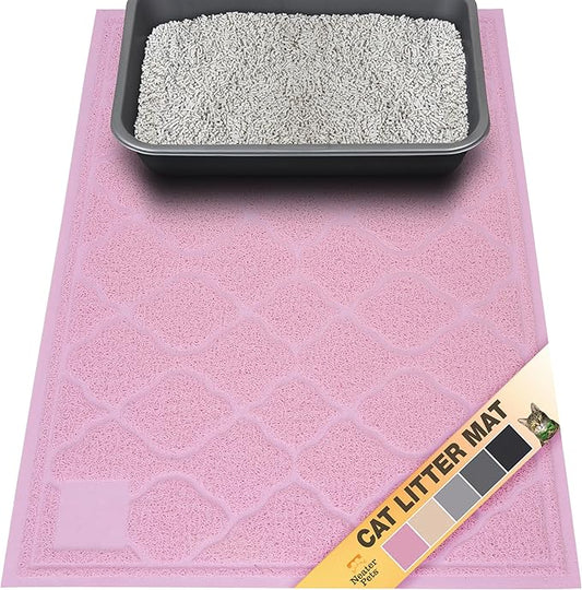 Neater Pets Neater Mat Cat Litter Rug, Thick & Durable Cat Mat for Litter Box, Trapper Pad Catches Mess to Protect Indoor Floors, Soft on Kitty Paws, Anti-Skid Grip Backing, Easy to Clean, Pink
