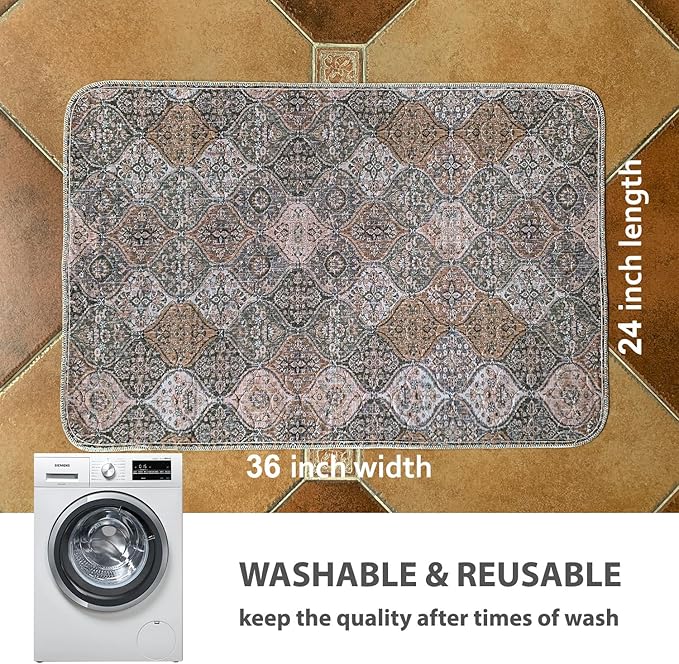 nunubaby 4PACK Washable Pee Pads for Dogs, Stylish, Non-Slip and Leak-Proof Pee Pads. Reusable Potty Pads for Dogs for Crates and Floors.(Brown/Multi, 24" x36")