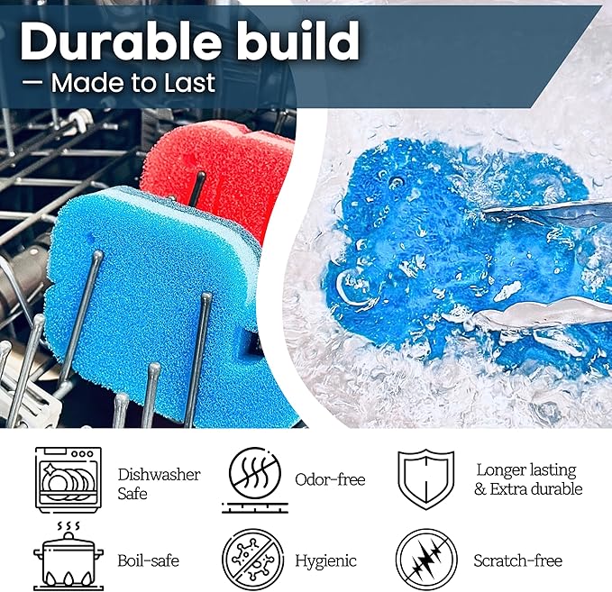 10 Pack Multipurpose Dual Sided Triple Layer Dish Sponges Kitchen | Boil Safe Scratch Free Odor Resistant Extra Durable | Flexible and Durable Design for Long Lasting Use (10, Whale)