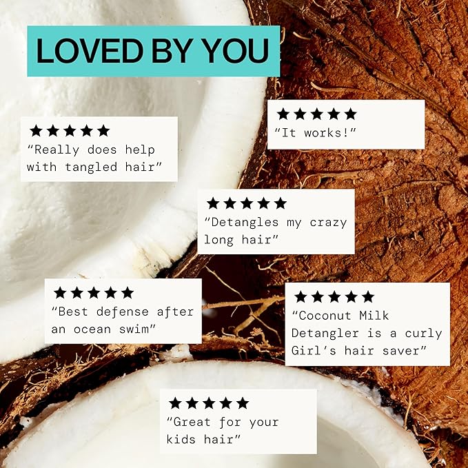 Pacifica Coconut Milk Hair Detangler Spray - Leave In Conditioner Spray, Detangling Elixir Suitable for All Types, Fine and Curly Hair Products, Smoothing, Moisturizing, and Anti-Frizz - 207 mL