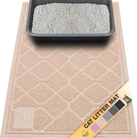 Neater Pets Neater Mat Cat Litter Rug, Thick & Durable Cat Mat for Litter Box, Trapper Pad Catches Mess to Protect Indoor Floors, Soft on Kitty Paws, Anti-Skid Grip Backing, Easy to Clean, Beige