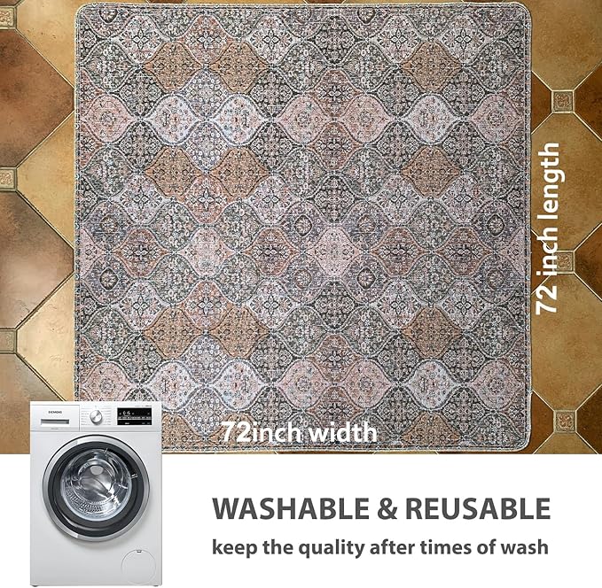 nunubaby 2PACK Washable Pee Pads for Dogs, Stylish, Non-Slip and Leak-Proof Pee Pads. Reusable Potty Pads for Dogs for Crates and Floors.(Brown/Multi, 72" x72")