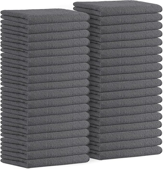 Avalon Towels Microfiber Cleaning Cloths (Value Pack of 36) Size 16" x 16", Highly Absorbent Cleaning Rags, Lint Free Cleaning Towels, Reusable and Washable, Microfiber Towels for Cars (Grey)