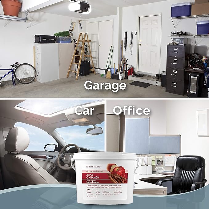 SMELLS BEGONE 1-Gallon Odor Absorber Gel - Air Freshener & Odor Eliminator for Homes, Garages & Commercial Buildings - Industrial Size - Apple Cinnamon Scent