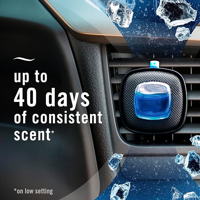 Febreze Car Air Freshener Vent Clip Platinum Ice Scent, .07 oz. Car Vent Clip, Pack of 4