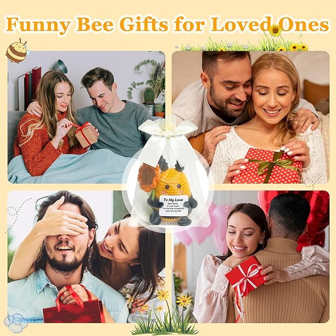 Funny Christmas Valentines Gifts for Her Him - to My Love Birthday Thanksgiving for Wife Husband Girlfriend Boyfriend Couples, Emotional Crochet Bee Decor Christmas Stocking Stuffers