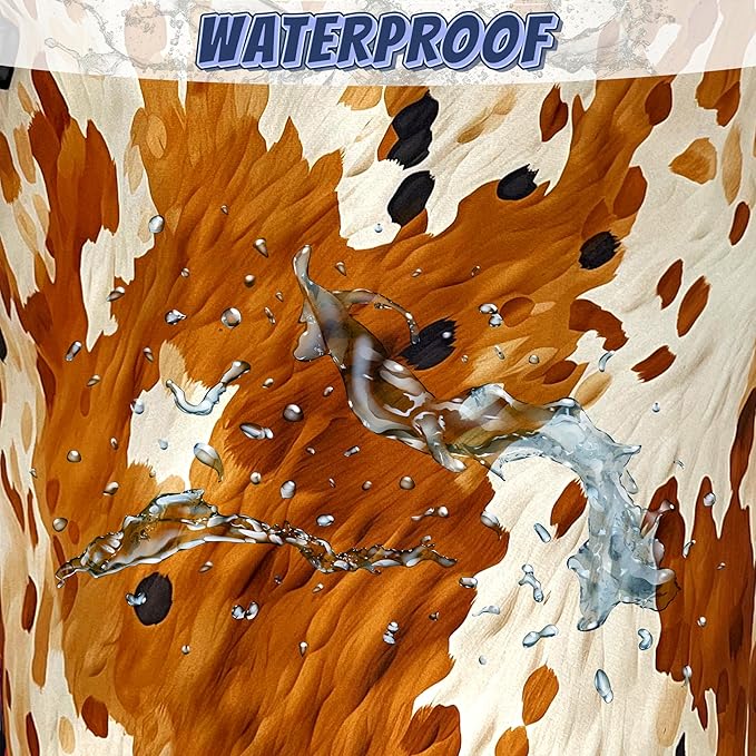 Vintage Cows Pattern Laundry Basket Foldable Cow Brown Cowhide Laundry Hamper With Handle Oxford Cloth Clothes Storage Organizer Basket 18.9"x16.5" Laundry Bag For Laundry Room/Bedroom/Bathrooms