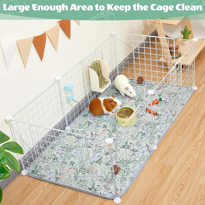 2 Pack Guinea Pig Bedding, Washable Guinea Pig Cage Liner Reusable Guinea Pig Mat Waterproof Guinea Pig Bedding for Cage, Super Absorbant Guinea Pig Pee Pads for Small Animals Hamster Rabbit Squirrel