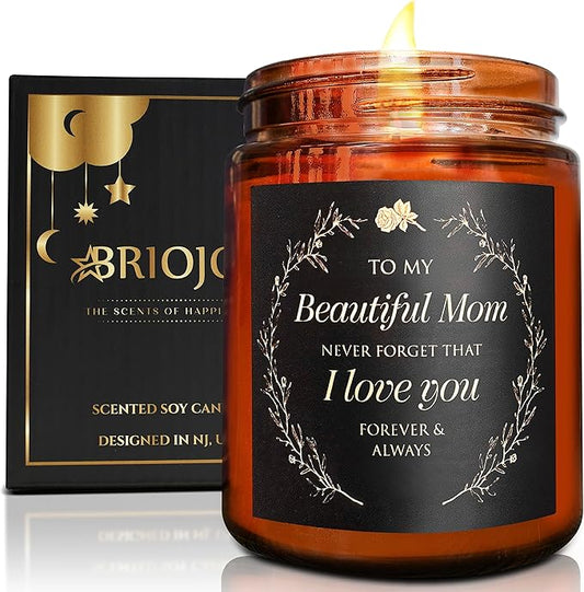 Candle Gifts for Mom from Son Daughter - Best Mothers Day, Love You, Birthday Gift for Her - Aromatherapy Relaxing Candle for Women, New Mom - Natural Soy Wax Jasmine Jar Candle for Home