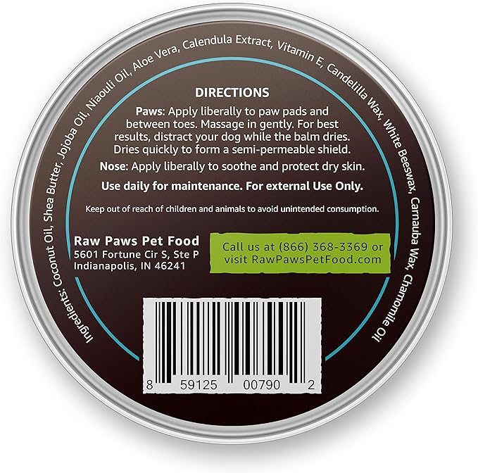 Raw Paws Paw Wax for Dogs & Nose Balm - Value Size (4-Ounce) - Paw Cream & Wax for Dry, Cracked Pads & Snouts - Dog Paw Balm - Paw Soother for Cats - Horse Hoof Care - Nose Butter for Bulldogs