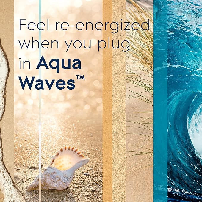 Glade PlugIns Refills Air Freshener, Scented and Essential Oils for Home and Bathroom, Aqua Waves, 3.35 Fl Oz, 5 Count