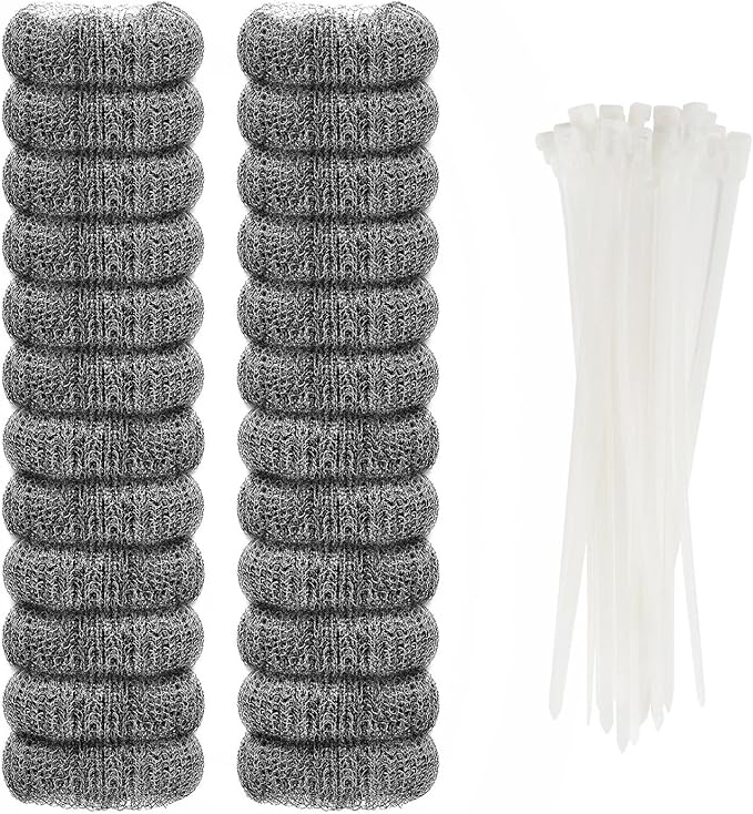 24 Pieces Lint Traps Stainless Steel (Never Rust) Washing Machine Lint Snare Traps, Washer Hose Lint Traps with 24 pcs Cable Ties