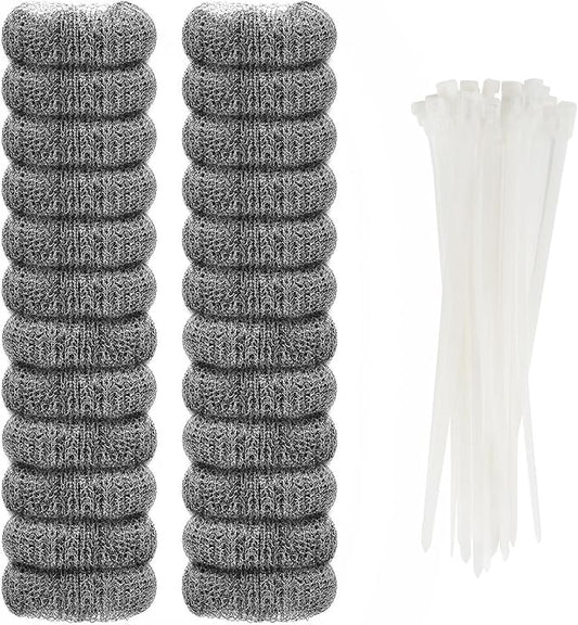24 Pieces Lint Traps Stainless Steel (Never Rust) Washing Machine Lint Snare Traps, Washer Hose Lint Traps with 24 pcs Cable Ties